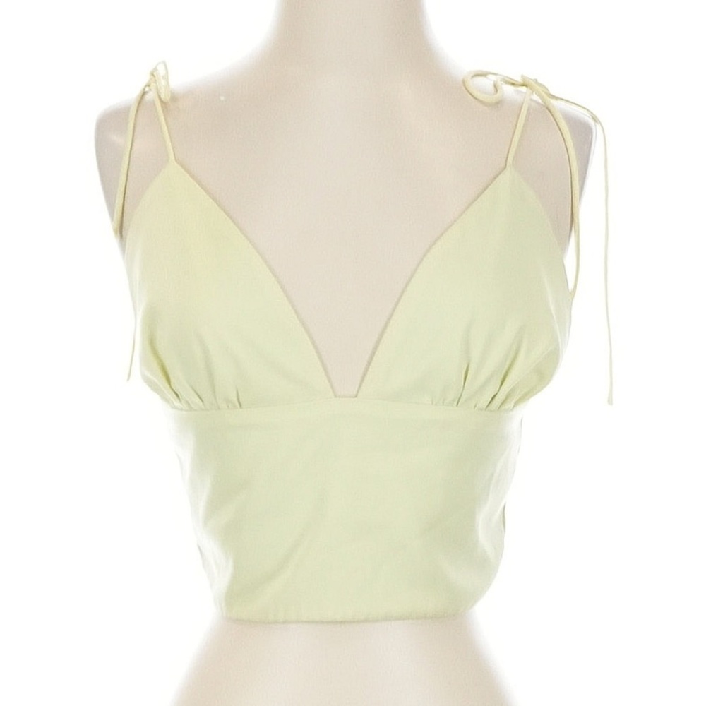 superdown Pale Yellow Tie-Shoulder Crop Top
